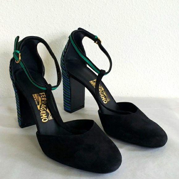 NWOT Salvatore Ferragamo Fergie Suede/Leather T-strap Shoes Size 9 1/2 … - Picture 6 of 11